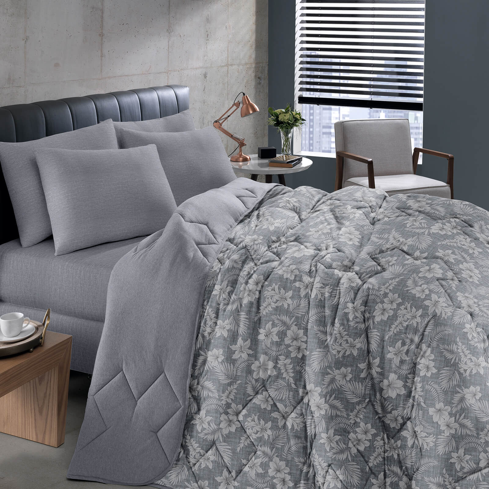 Edredom Em Malha Casal 180x220cm Em Algodao Estampado Buettner